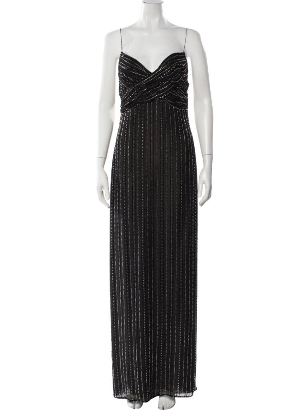Badgley Mischka Silk Beaded Long Dress w/ Tags
